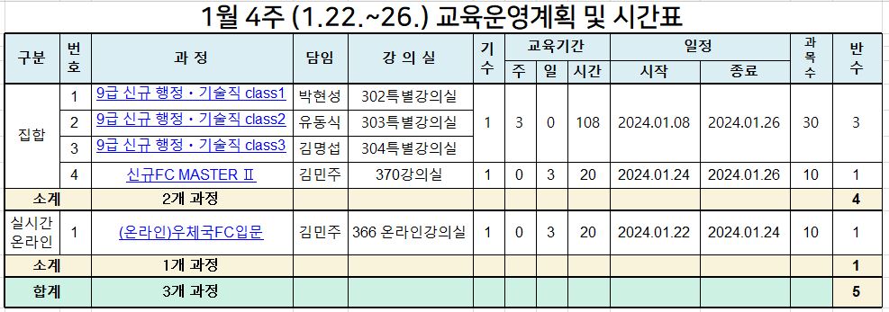 1-4 시간표