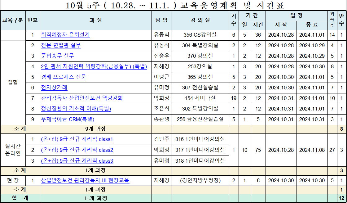 시간표(10월5주)
