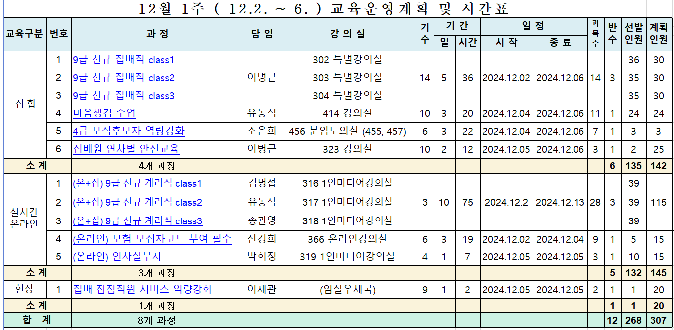 12-1 시간표