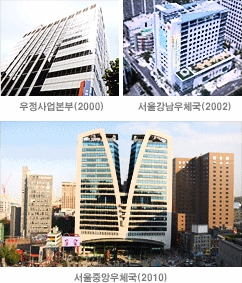 우정사업본부(2000), 서울강남우체국(2002), 서울중앙우체국(2010)