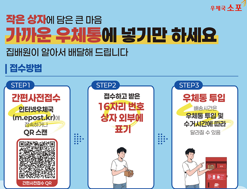 우체통을 확용한 소포접수 안내문